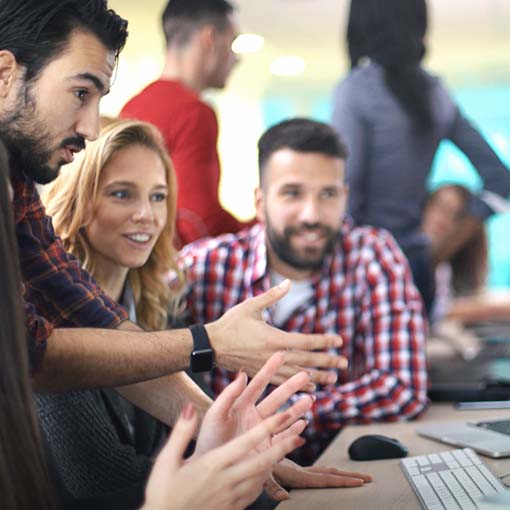 Marketing team working on a project.